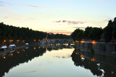 Scenic view of river against sky at sunset