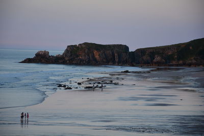 Scenic view of sea against clear sky