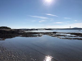 Scenic view of sea against sky on sunny day