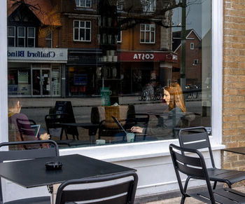 Chairs and table in cafe