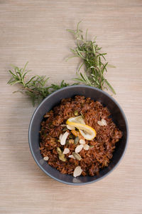 Close-up of food on wooden table