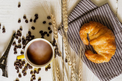 High angle view of breakfast on table