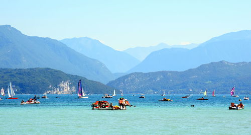 Boat sailing in sea