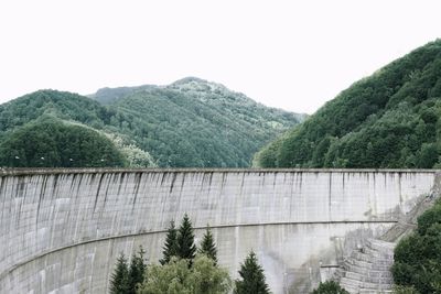 High angle view of dam against sky