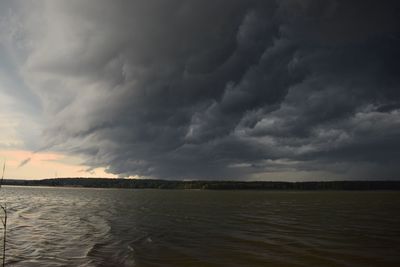 Scenic view of sea against cloudy sky