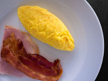 High angle view of breakfast in plate