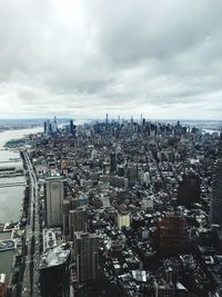 High angle view of buildings against sky in city