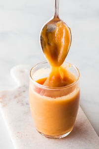 Thick homemade keto salted caramel dessert topping.