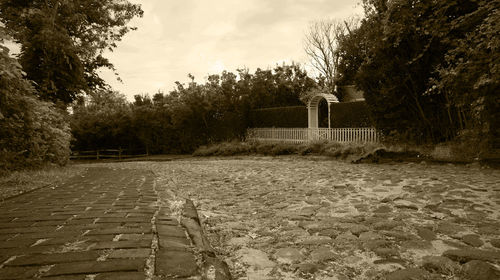 Built structure with trees in foreground