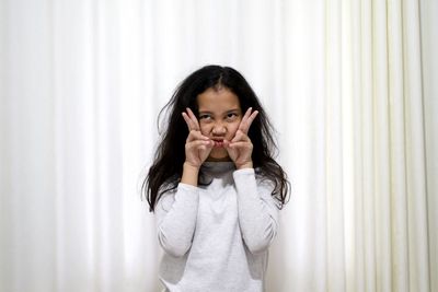 Portrait of a girl wearing mask