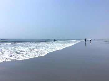 Scenic view of sea against clear sky