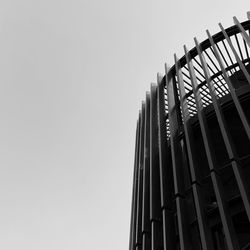 Low angle view of modern building against clear sky