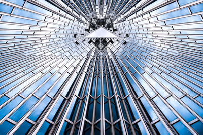 Low angle view of skylight in building