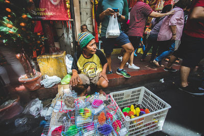 Group of people at market