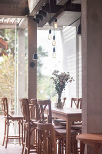 Empty chairs and table at home