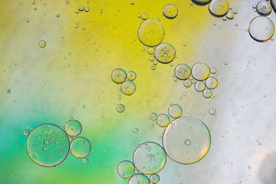 Oil drops in water. defocused abstract psychedelic pattern image green, yellow