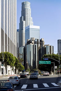 Driving into downtown los angeles from the west side