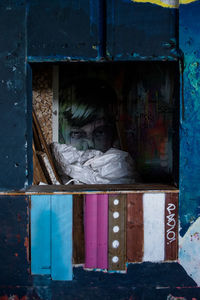 Boy in abandoned room