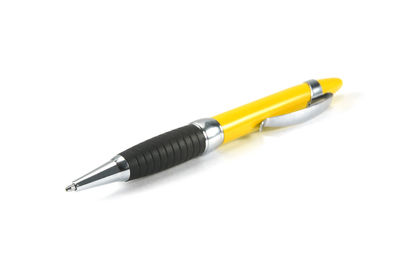 High angle view of pen against white background