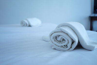 Close-up of ice towel on table