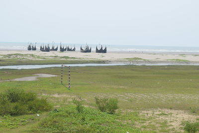 Scenic view of sea against clear sky