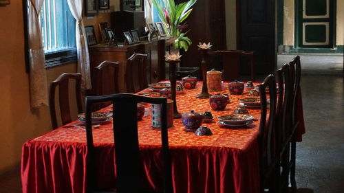 Chairs and tables in restaurant
