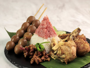 Red and white rice called nasi tumpeng  indonesian independence day celebration at 17 august