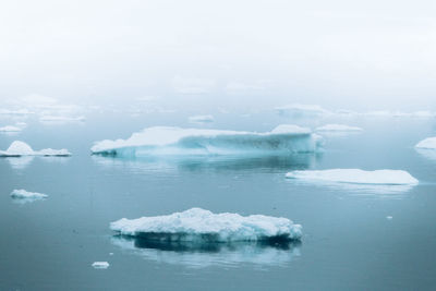 Scenic view of frozen sea against sky