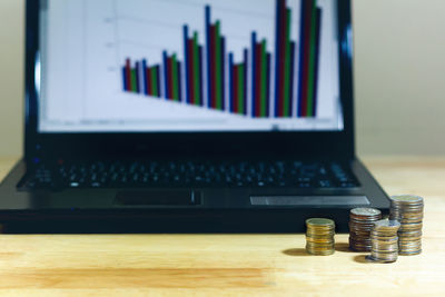 Close-up of laptop on table