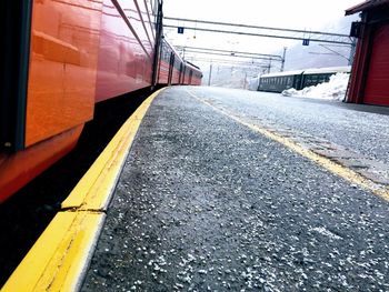 View of railroad tracks along side