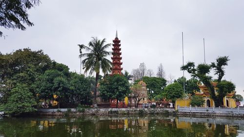 Reflection of temple in water