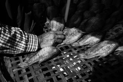 Merchant hand with fish