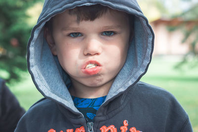 Close-up of cute baby eating food