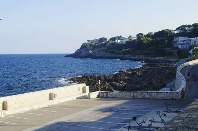 Scenic view of sea against clear sky