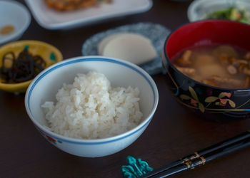 High angle view of food on table