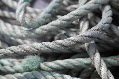 Full frame shot of ropes at harbor