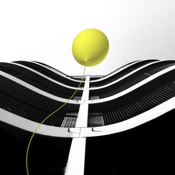 CLOSE-UP OF BALLOONS WITH BALL AGAINST WHITE BACKGROUND