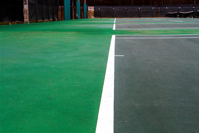 Lines on tennis court at night