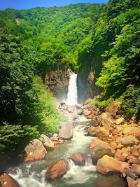 Scenic view of waterfall