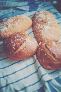 High angle view of bread on table