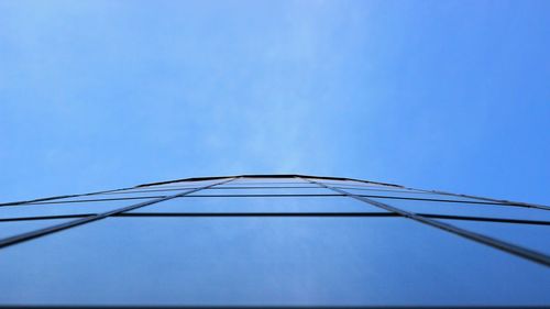 Low angle view of cables against clear blue sky