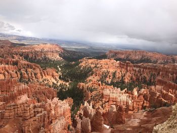 Aerial view of landscape against cloudy sky