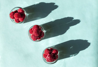 High angle view of fruits on table