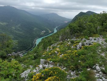 Scenic view of mountains against sky