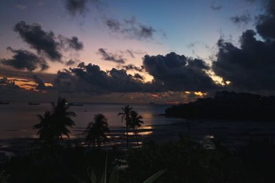 Scenic view of sea against dramatic sky