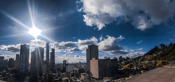 Panoramic view of modern buildings against sky