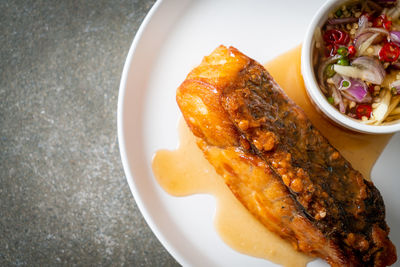 Close-up of food in plate on table