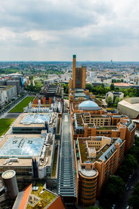 High angle view of cityscape against sky