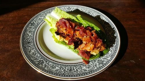 Close-up of food served in plate