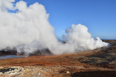 Scenic view of volcanic landscape against sky